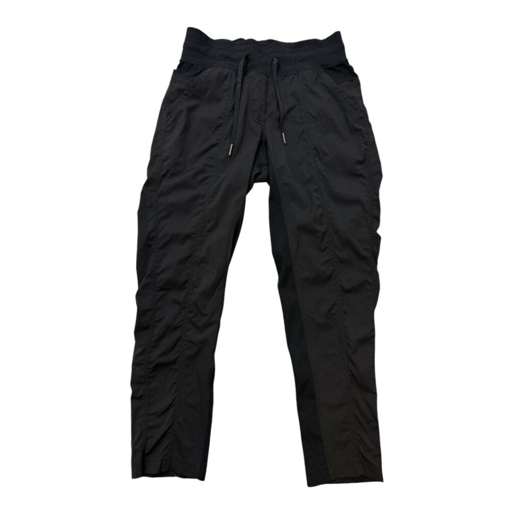 Lululemon Dance Studio Pants Women’s 6 Black Casual Drawstring Pockets Stripe